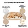 Pet Products Plush & Performance Linen Orthopedic Sofa Pet Bed for Dogs & Cats - Flax, Large